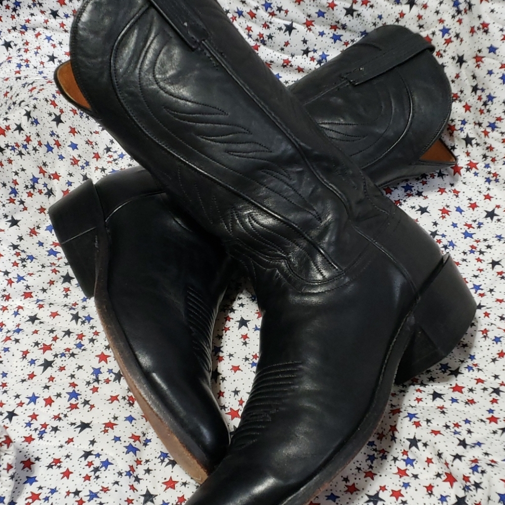 Lucchese 1883 black soft leather boots euc nice!